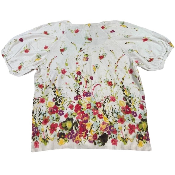 Ann Taylor Loft size Large floral button down short sleeve sweater/cardigan EUC - Picture 9 of 14